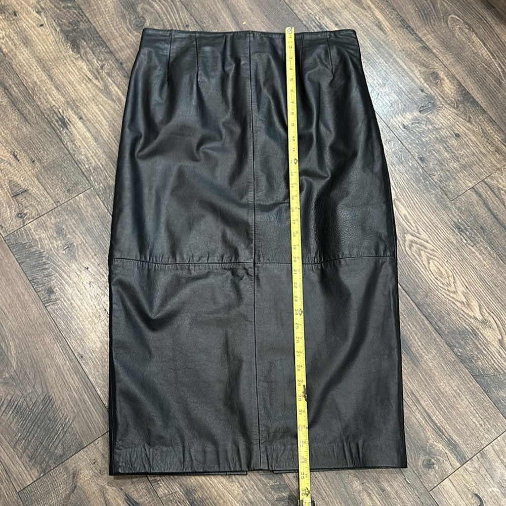 VINTAGE For You From Spiegel Long Black Leather Skirt Size 16 - Picture 2 of 8